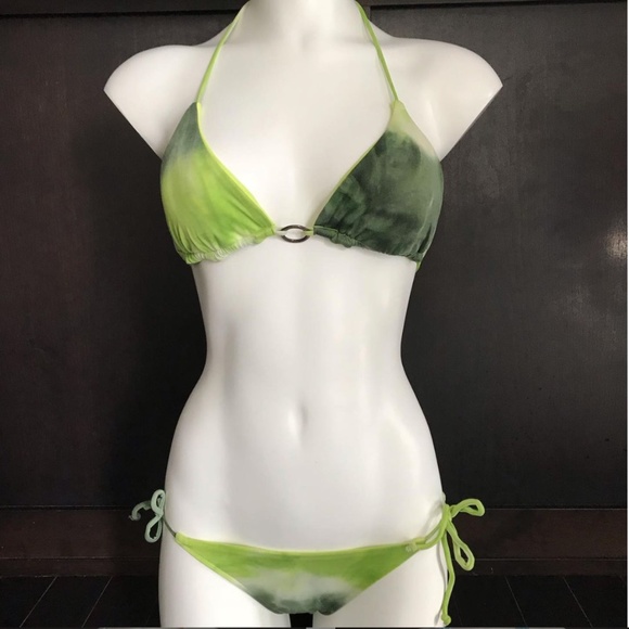 Billabong BLUE CRUSH era Vintage bikini tie dye reversible triangle low rise - Picture 2 of 16